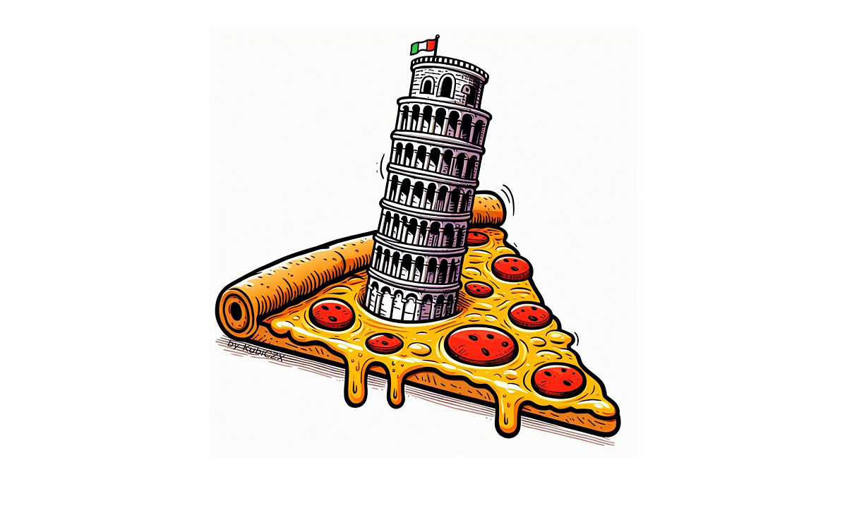 Detail návrhu šikmá věž v pizze