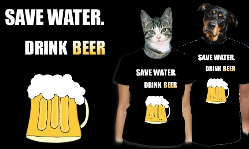 Detail návrhu Save water. Drink beer