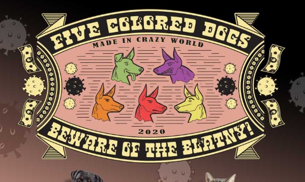 Detail návrhu Five colored dogs