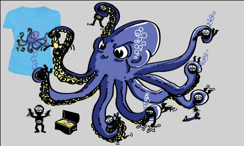 Detail návrhu Naštvaná chobotnice